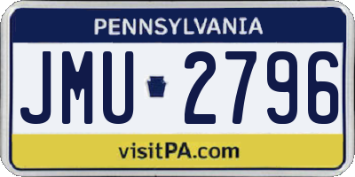 PA license plate JMU2796