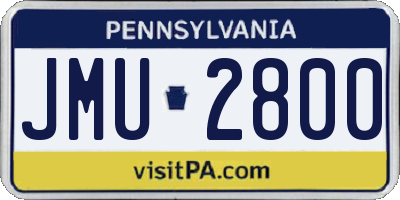 PA license plate JMU2800
