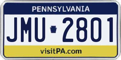 PA license plate JMU2801