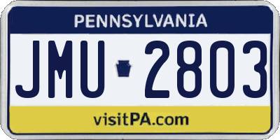PA license plate JMU2803