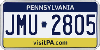 PA license plate JMU2805