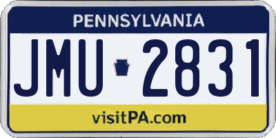 PA license plate JMU2831