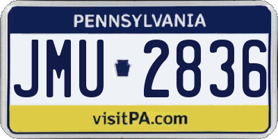 PA license plate JMU2836