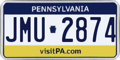 PA license plate JMU2874