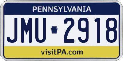 PA license plate JMU2918