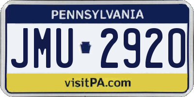 PA license plate JMU2920