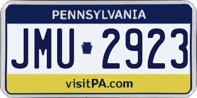 PA license plate JMU2923