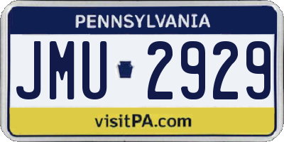 PA license plate JMU2929