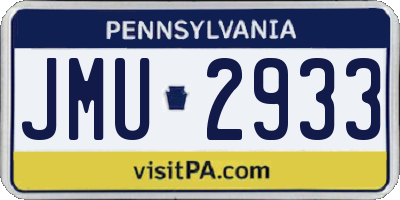 PA license plate JMU2933