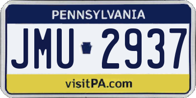 PA license plate JMU2937