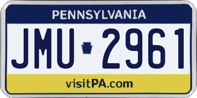 PA license plate JMU2961