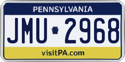 PA license plate JMU2968