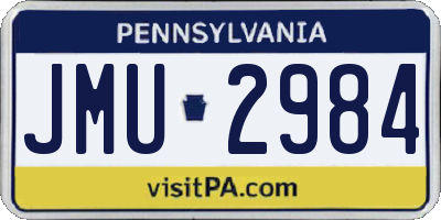 PA license plate JMU2984