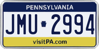PA license plate JMU2994