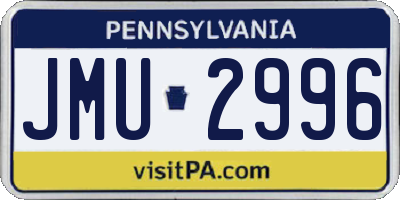 PA license plate JMU2996