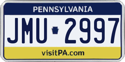 PA license plate JMU2997