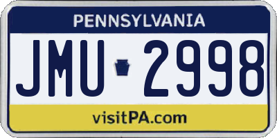 PA license plate JMU2998