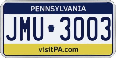 PA license plate JMU3003