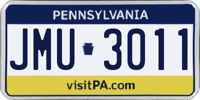 PA license plate JMU3011