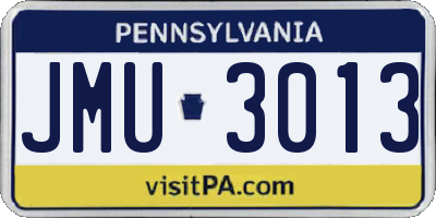 PA license plate JMU3013