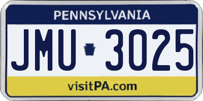 PA license plate JMU3025