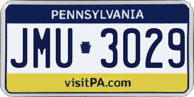 PA license plate JMU3029