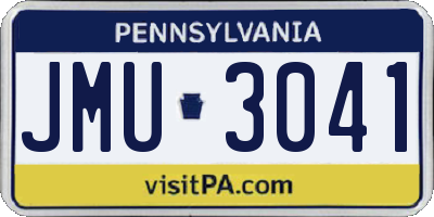 PA license plate JMU3041