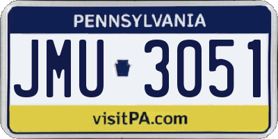 PA license plate JMU3051
