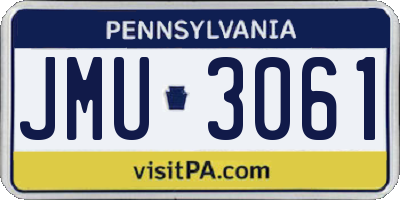 PA license plate JMU3061
