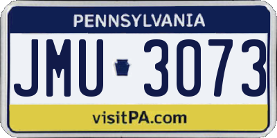 PA license plate JMU3073
