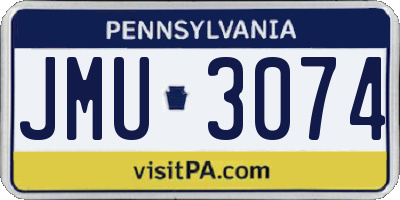 PA license plate JMU3074
