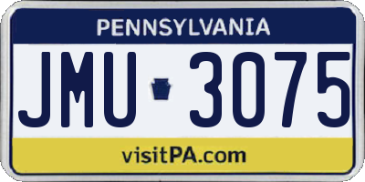 PA license plate JMU3075