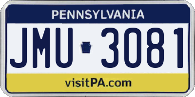 PA license plate JMU3081