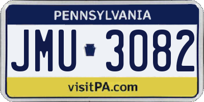 PA license plate JMU3082