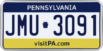 PA license plate JMU3091