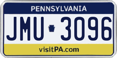 PA license plate JMU3096