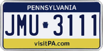 PA license plate JMU3111