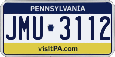PA license plate JMU3112