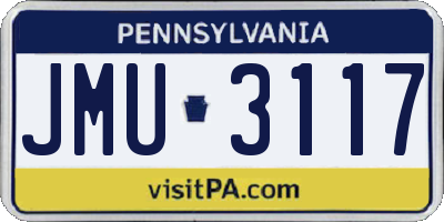 PA license plate JMU3117