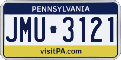 PA license plate JMU3121