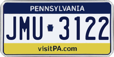 PA license plate JMU3122