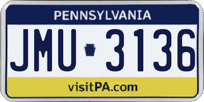 PA license plate JMU3136