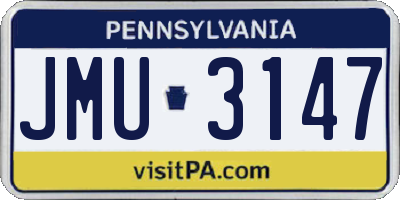 PA license plate JMU3147