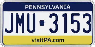 PA license plate JMU3153
