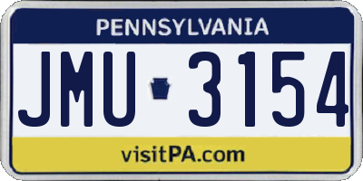 PA license plate JMU3154