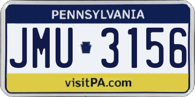 PA license plate JMU3156
