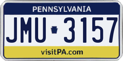 PA license plate JMU3157