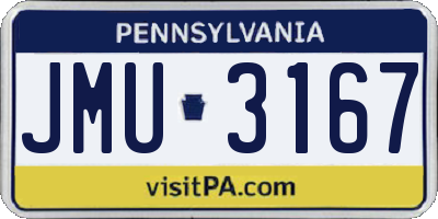 PA license plate JMU3167