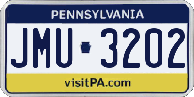 PA license plate JMU3202