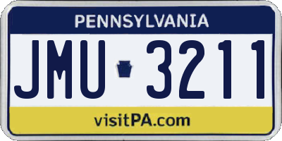 PA license plate JMU3211